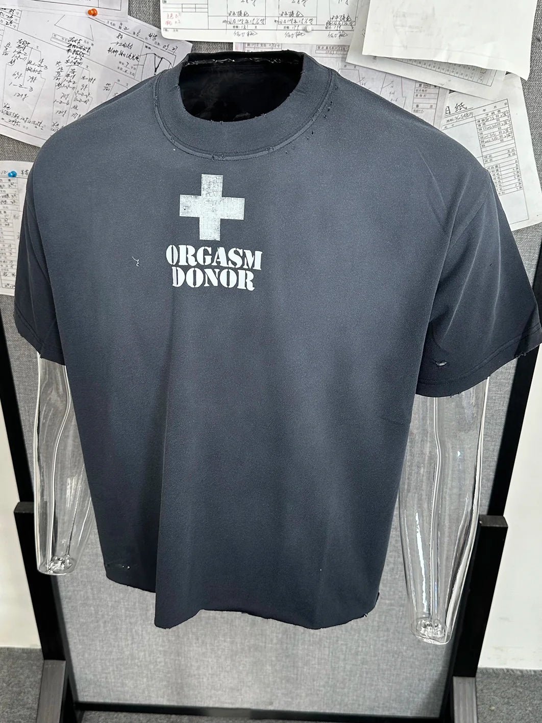 American Dirty Spray Old Slogan Print Dropped Shoulder Retro Short Sleeve for Men