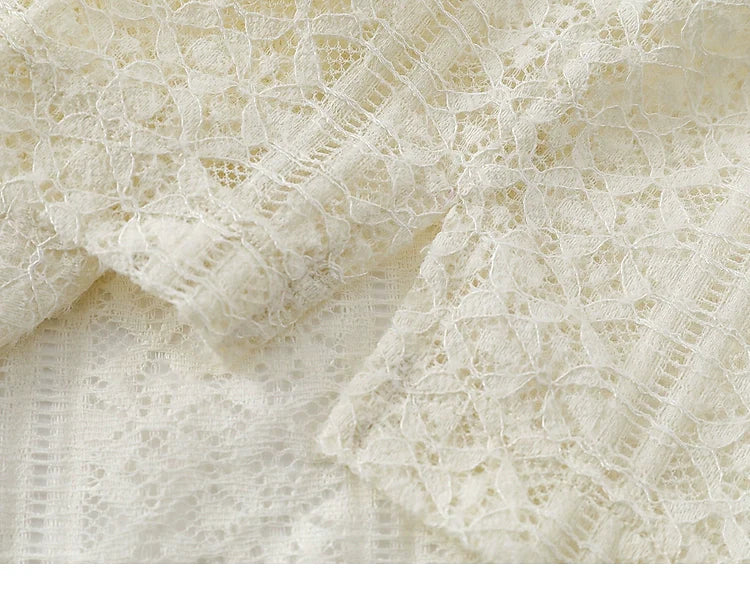 Butterfly Lace Button-Up Shirt Apricot Butterfly Shirt Lapel Oversize & Versatile for Men – Soft Cream