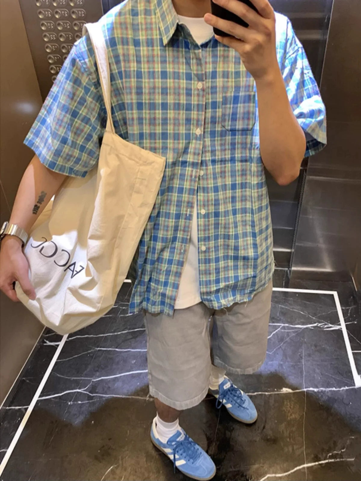 Men's Summer Blue short-Sleeved Shirt