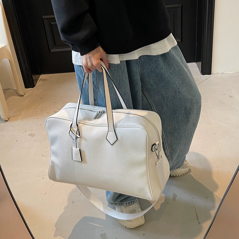 Leather Texture Large Capacity Shoulder Strap Luggage Hand Bag for Men & Women