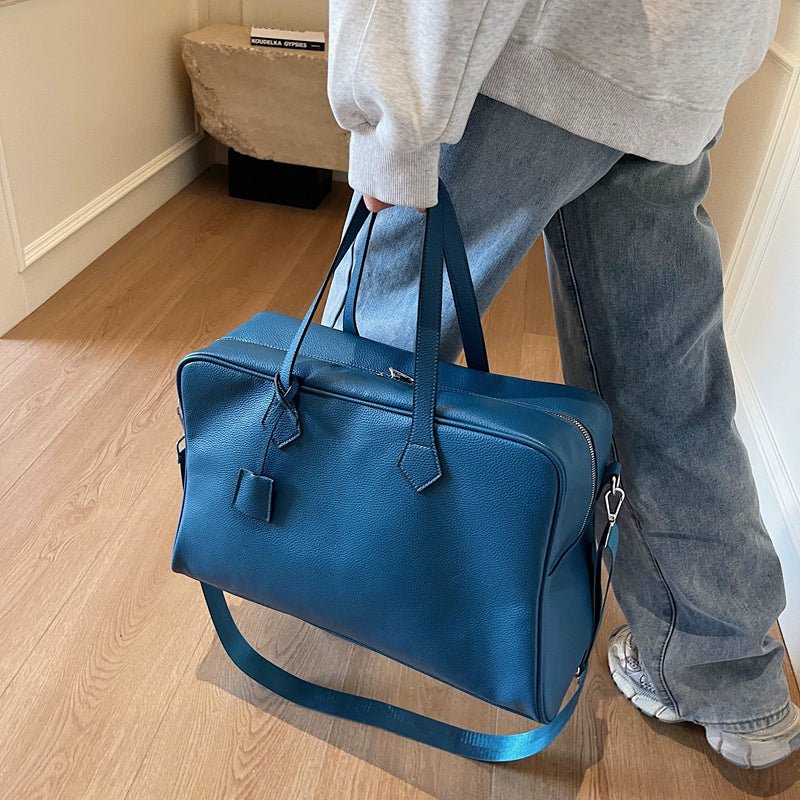 Leather Texture Large Capacity Shoulder Strap Luggage Hand Bag for Men & Women
