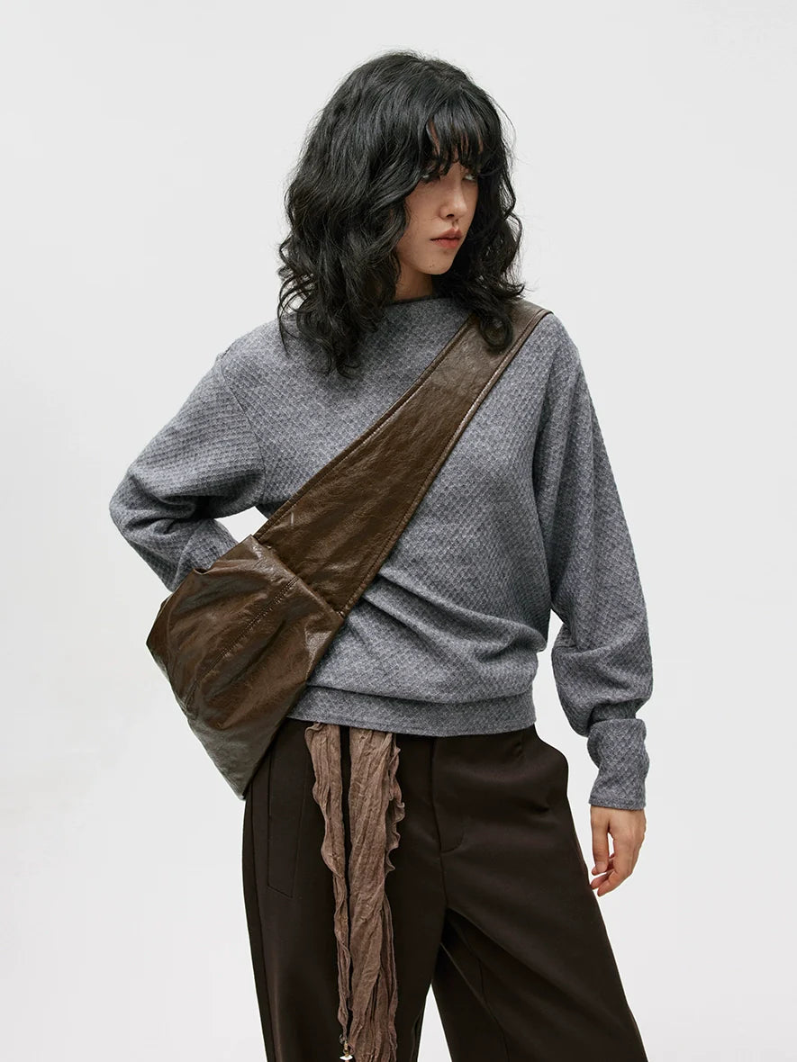 LIMPIDOCULUS WASHABLE ECO-FRIENDLY LEATHER NATURAL TEXTURE TEXTURE WALNUT DUMPLING BAG