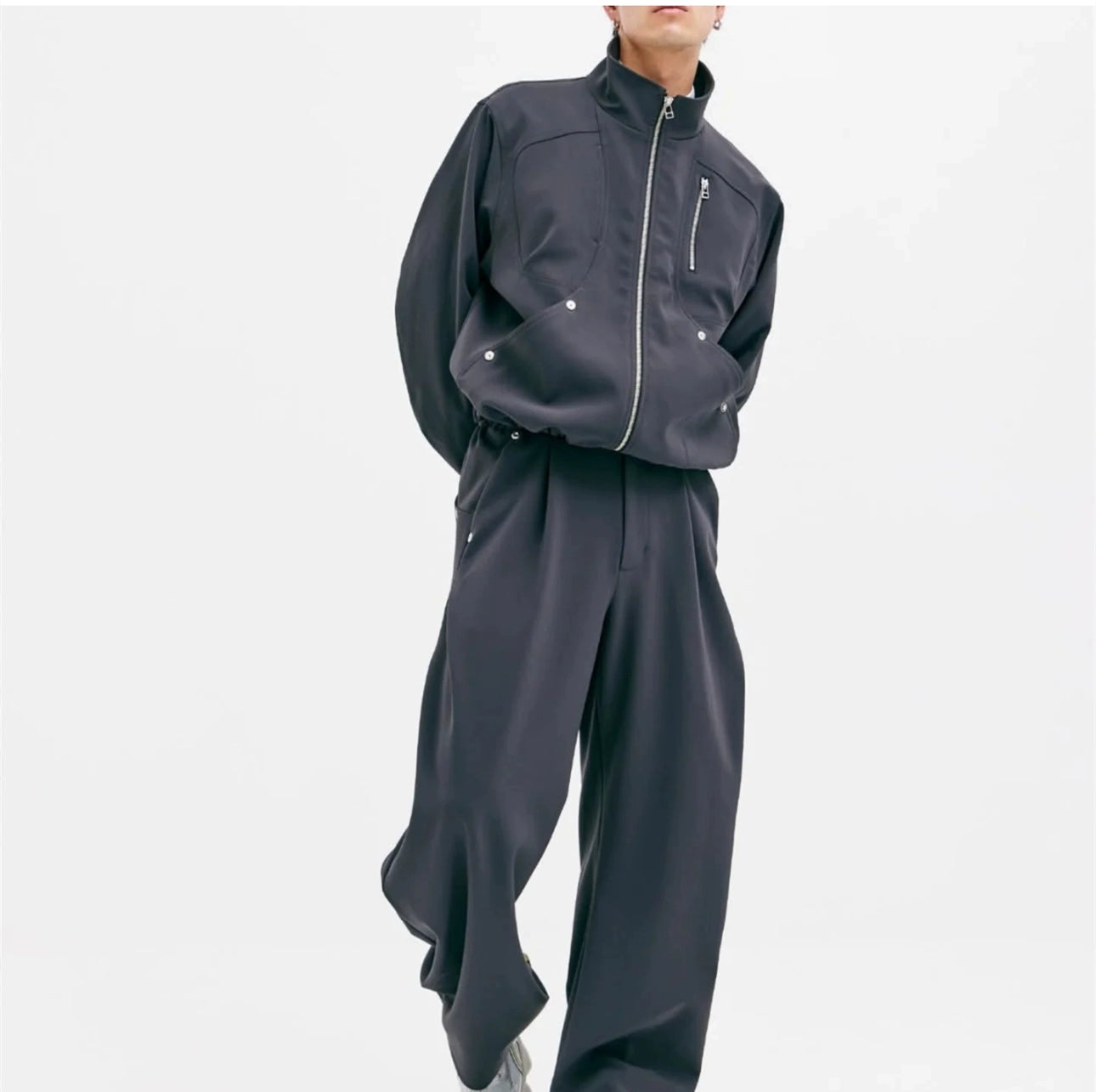 Conz25 new solid color loose style natural drape scimitar pants for men and women casual commuting daily pants