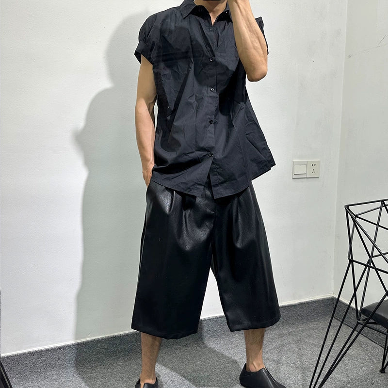 Cubbiluppi™ Summer dark oversize loose cropped leather pants for Men