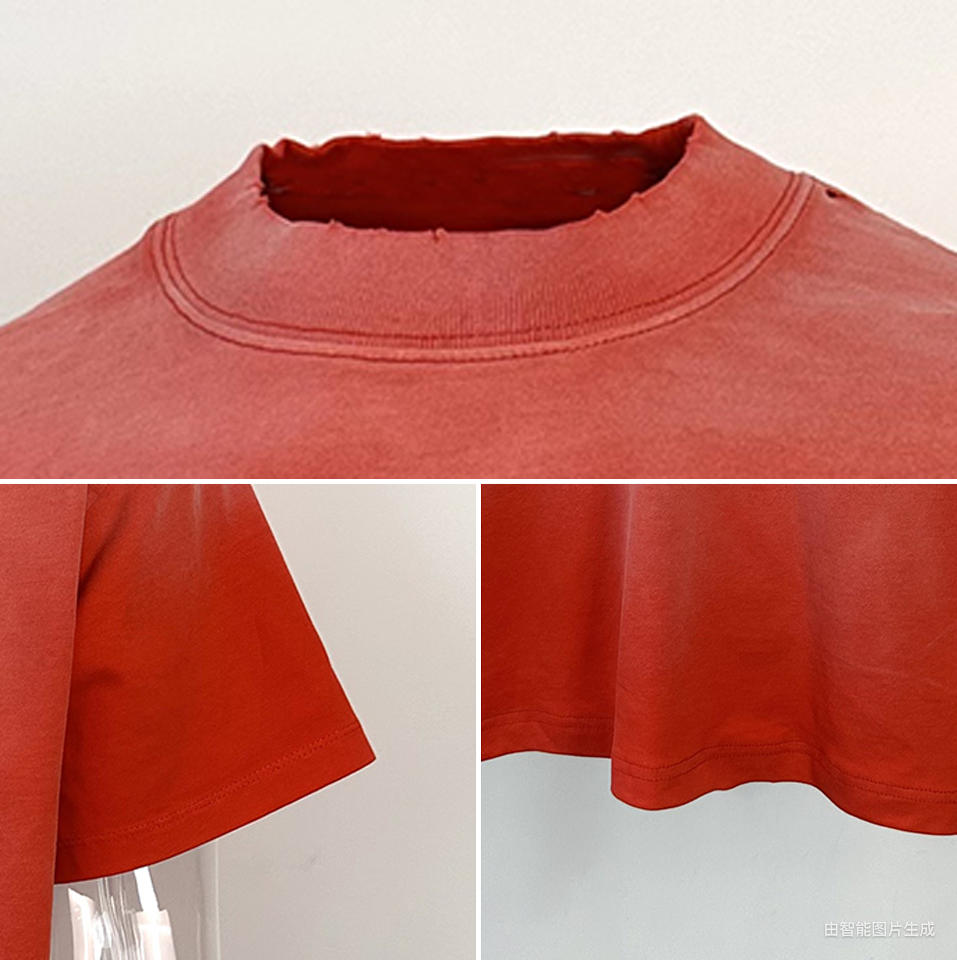 Vintage Print Short Sleeve T-shirt Mud Dyed Wide Ripped Oversized T-Shirt for Men