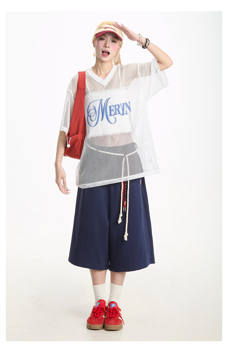 Cubbiluppi™ Mesh Oversized T-Shirt – "See-Through" Short Sleeve Top with Bold Print for Men & Women