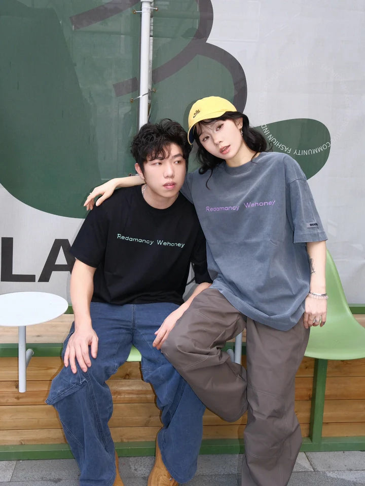 [RedAmancy] Big Letter Casual Versatile Cotton Oversize T-Shirt for Men and Women