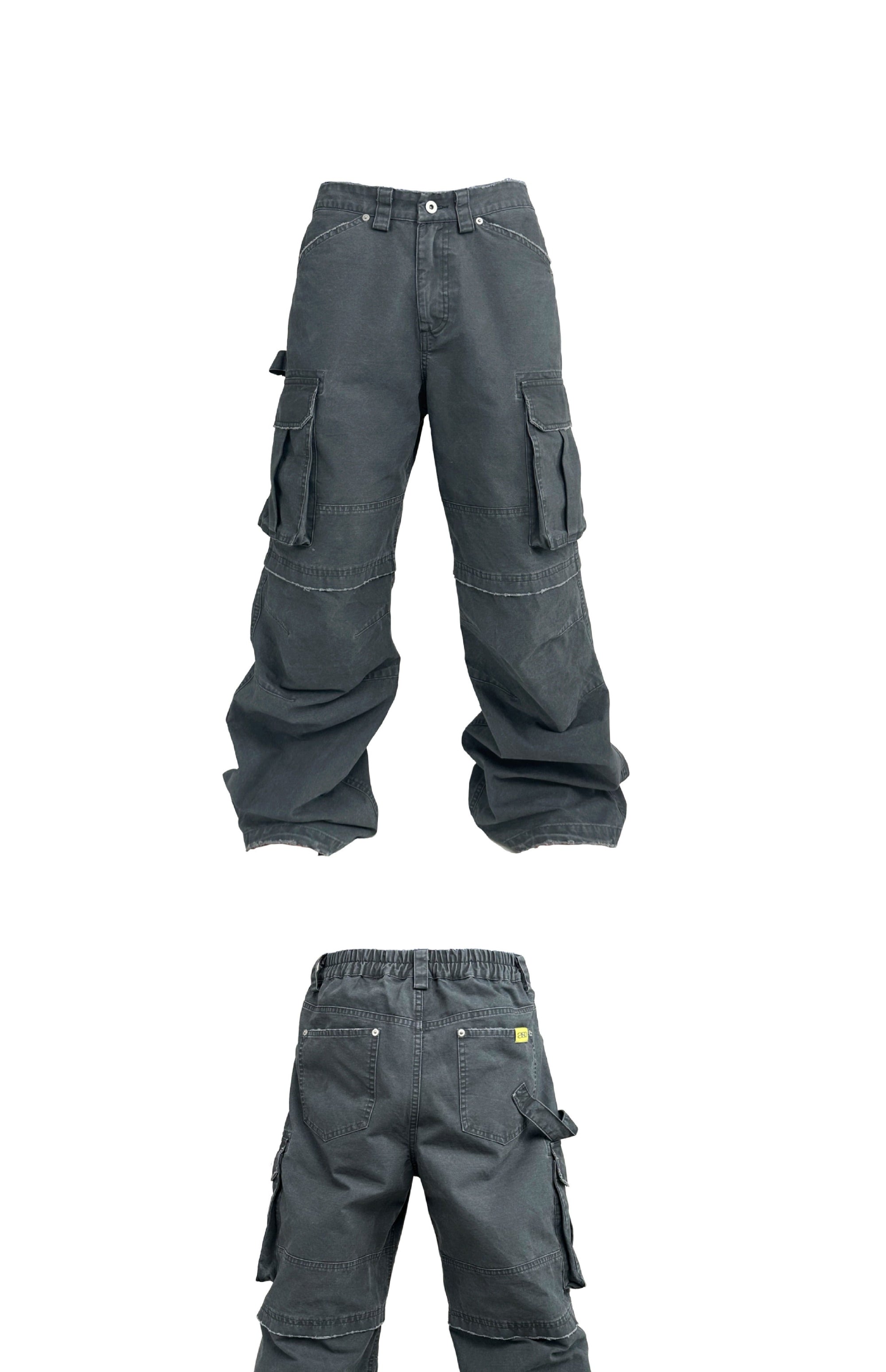 Paratrooper Style Washed Ash Distressed Original Vintage Hand-Destroyed Cargo Pants