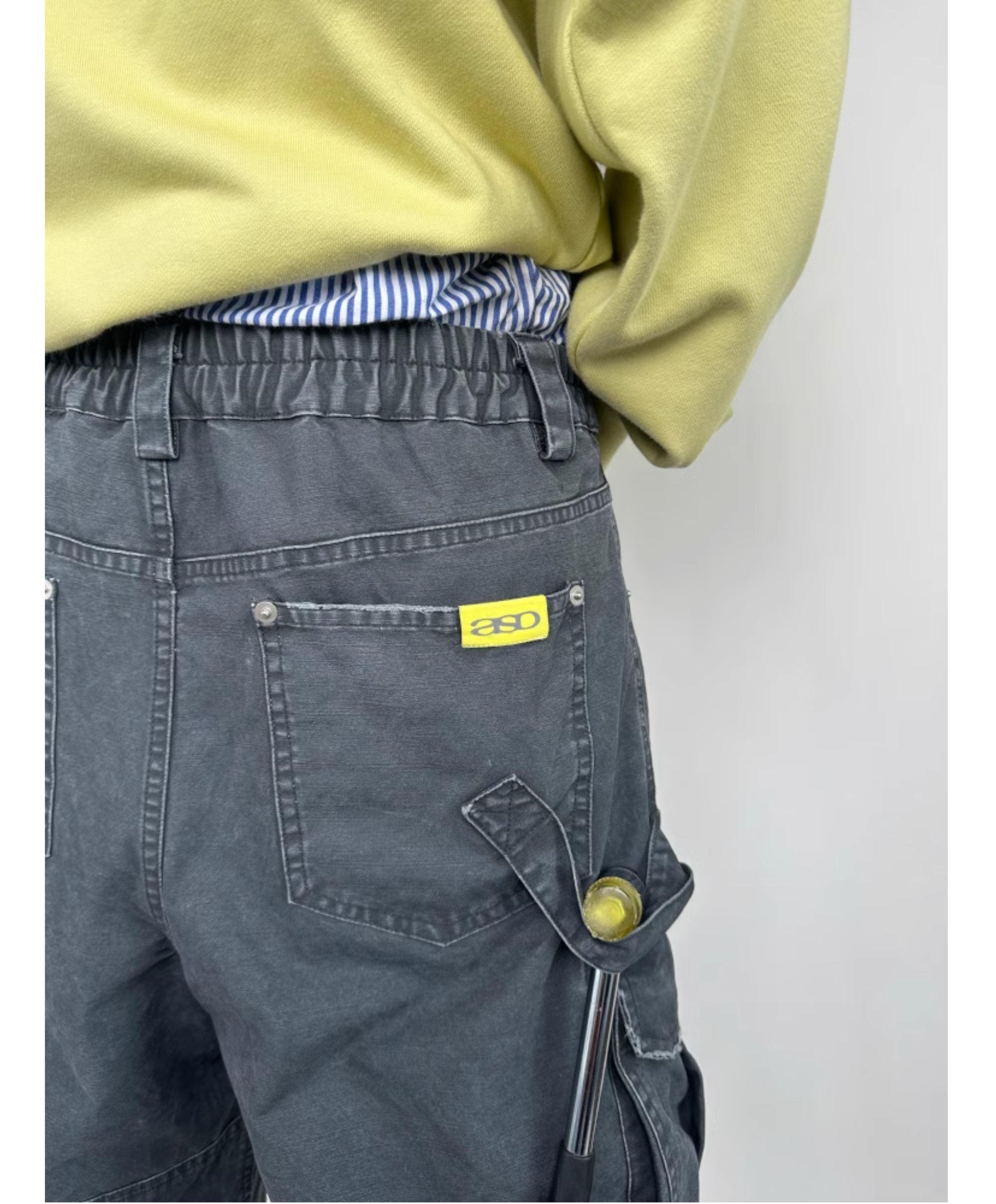 Paratrooper Style Washed Ash Distressed Original Vintage Hand-Destroyed Cargo Pants