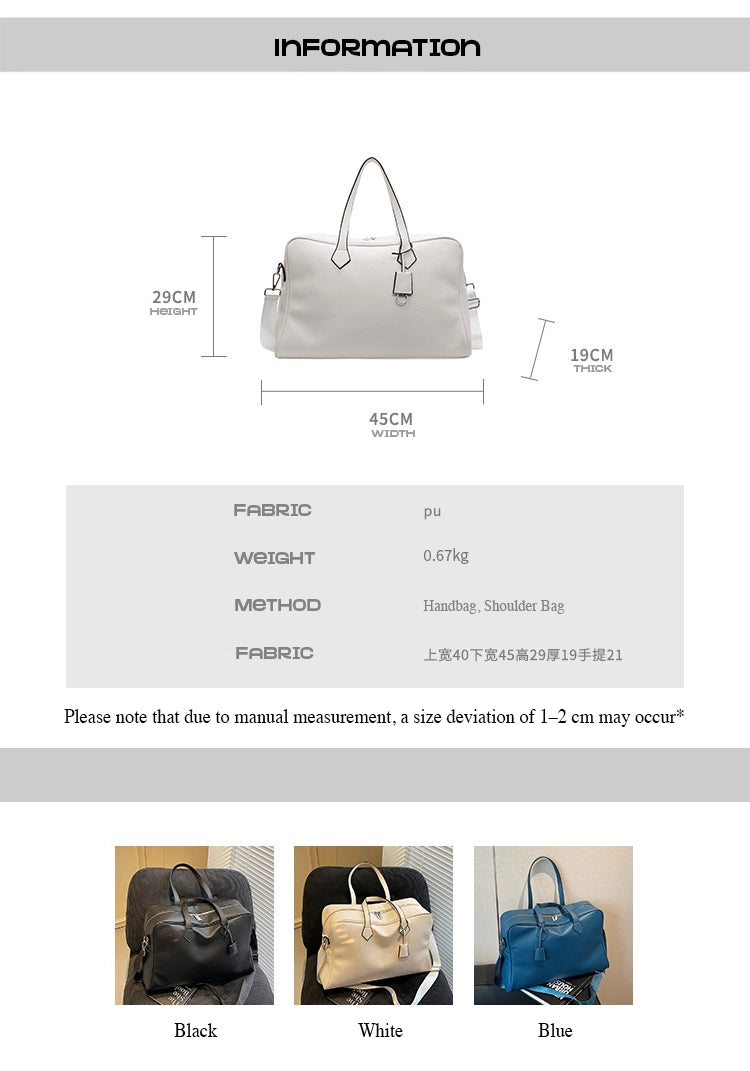 Leather Texture Large Capacity Shoulder Strap Luggage Hand Bag for Men & Women