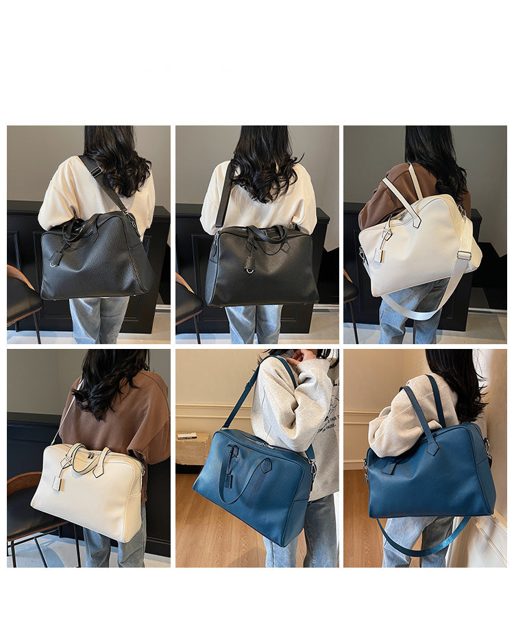 Leather Texture Large Capacity Shoulder Strap Luggage Hand Bag for Men & Women