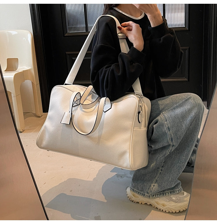 Leather Texture Large Capacity Shoulder Strap Luggage Hand Bag for Men & Women