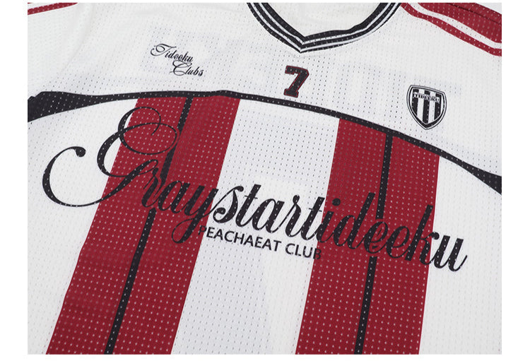 Light Striped Soccer Jersey – Number 7 Tideeku Team Shirt with Graphic Logo
