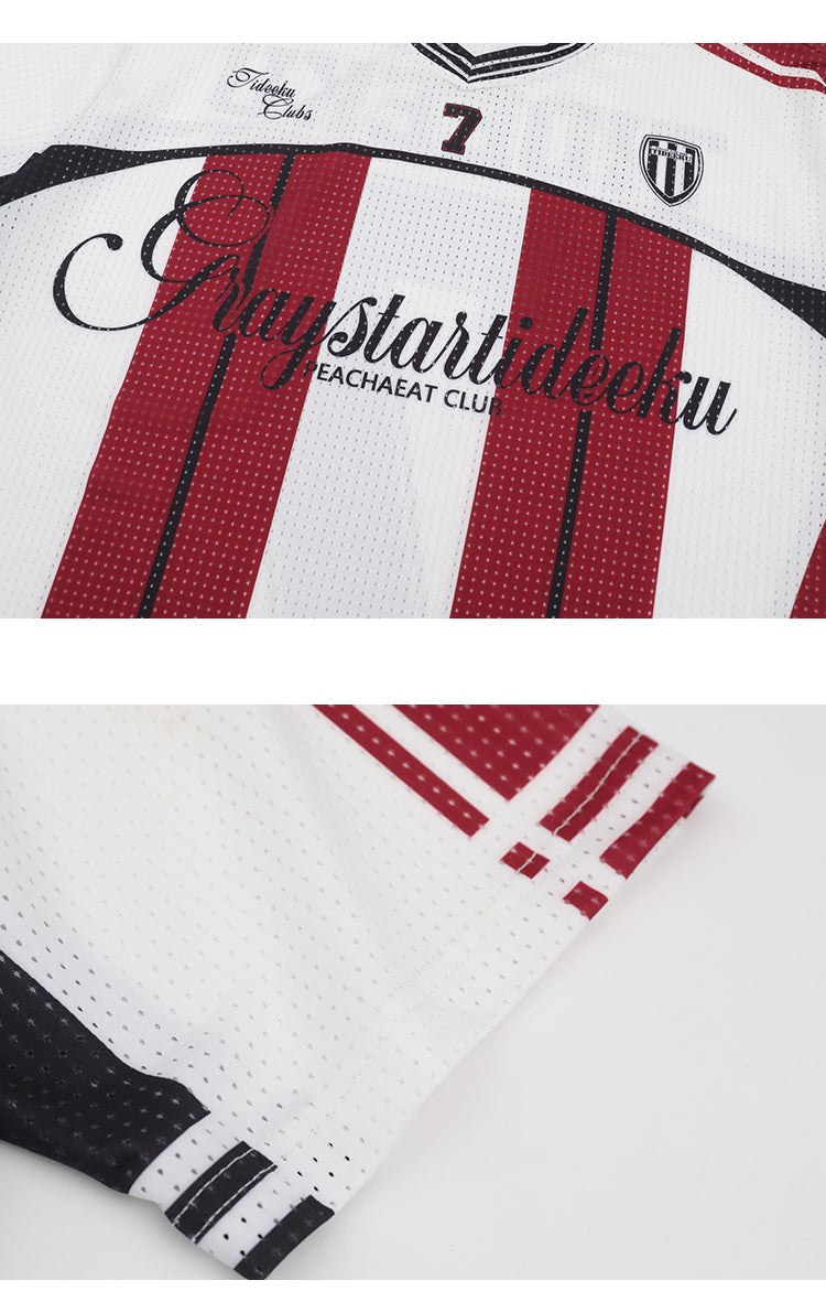 Light Striped Soccer Jersey – Number 7 Tideeku Team Shirt with Graphic Logo