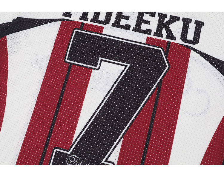 Light Striped Soccer Jersey – Number 7 Tideeku Team Shirt with Graphic Logo