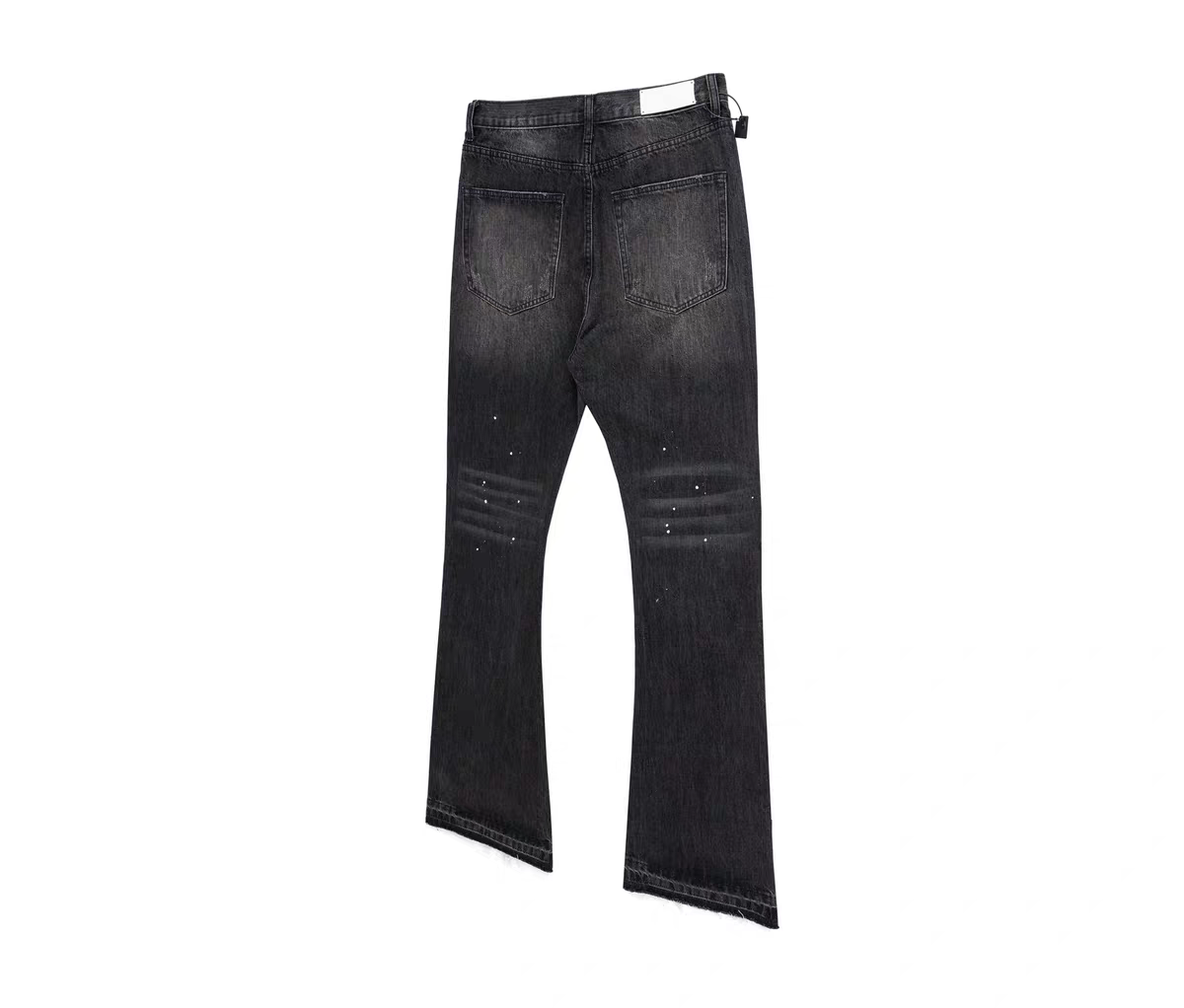 Whisker Textured Worn-out Splash Ink Hand Slim Fit Stacked Denim Jeans Pants Tide