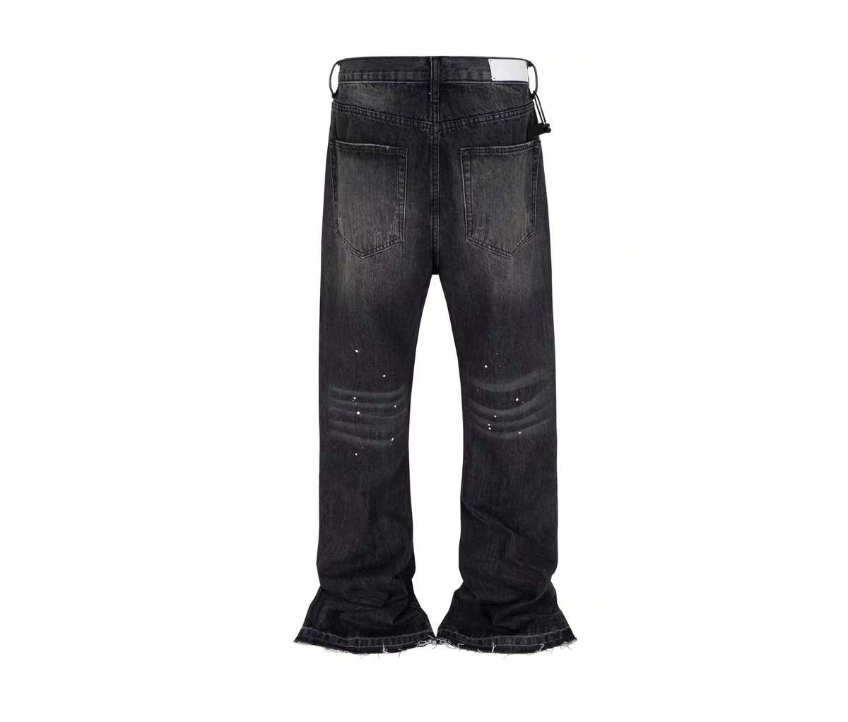 Whisker Textured Worn-out Splash Ink Hand Slim Fit Stacked Denim Jeans Pants Tide