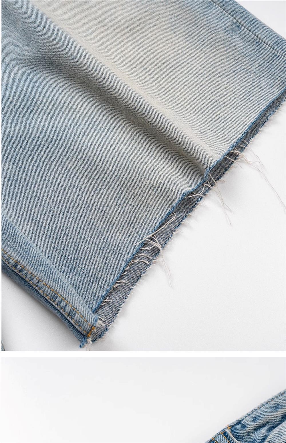 CubbiiLuppii Over-the-knee Cropped Pants Tide, Washed Vintage Knife Cut Raw Edge Loose Denim Shorts