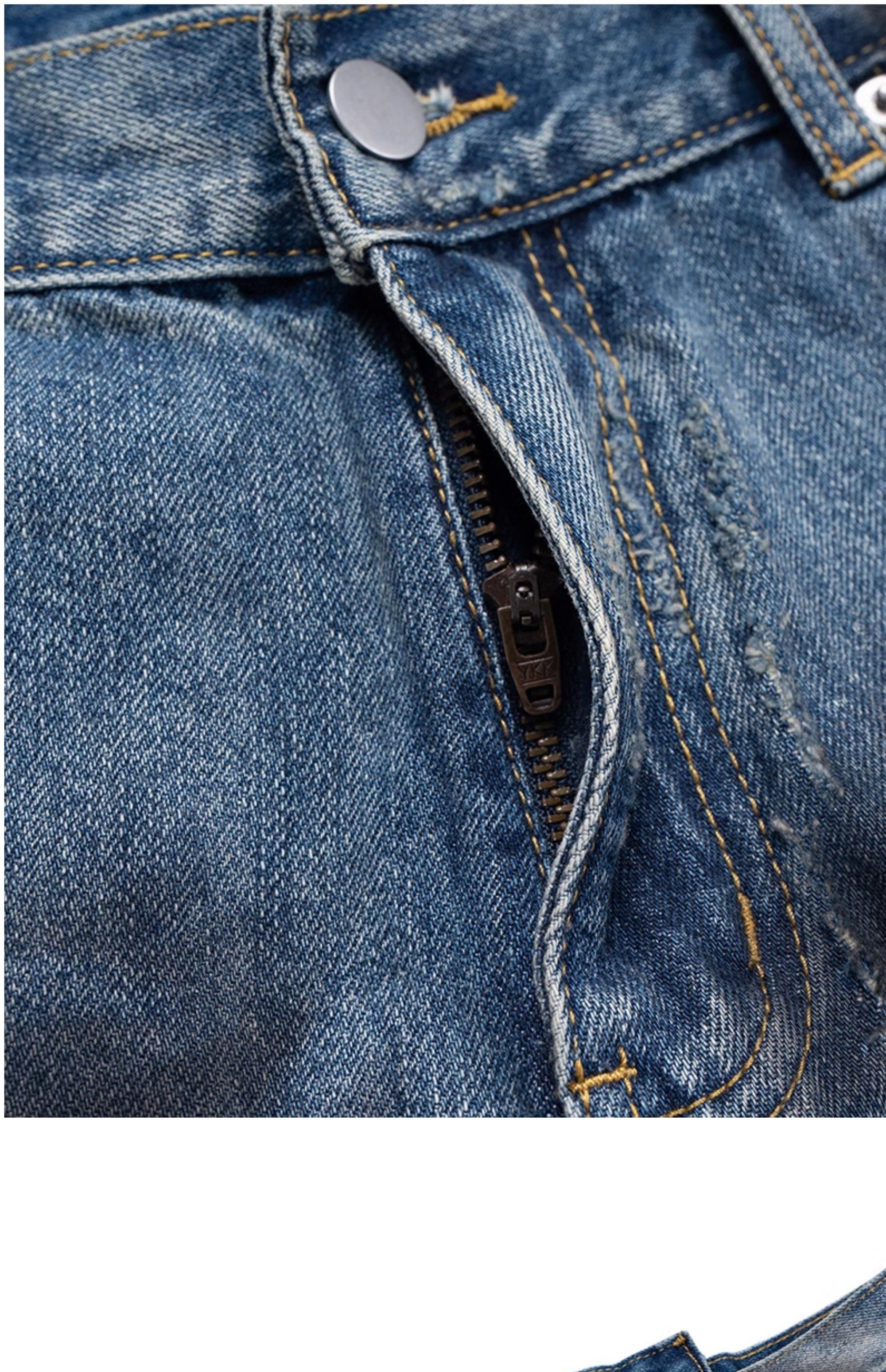 Washed Distressed Stained Clawed Leg Knife Cut Irregular Panel Loose Cropped Denim Shorts