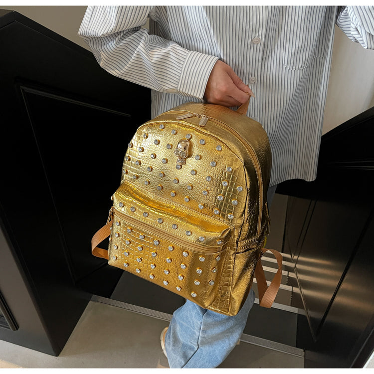Diamond-Encrusted Crocodile Pattern Backpack for men & women 🎒