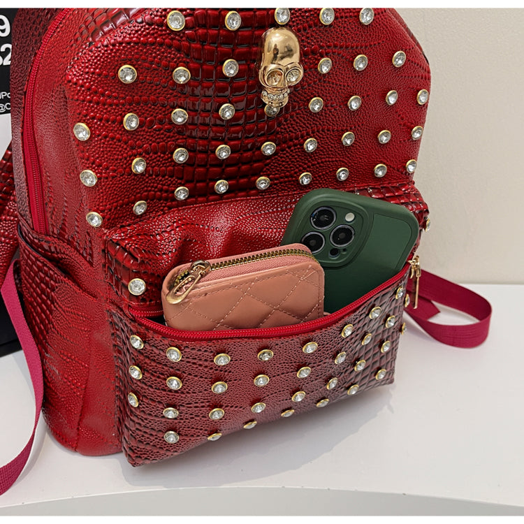 Diamond-Encrusted Crocodile Pattern Backpack for men & women 🎒
