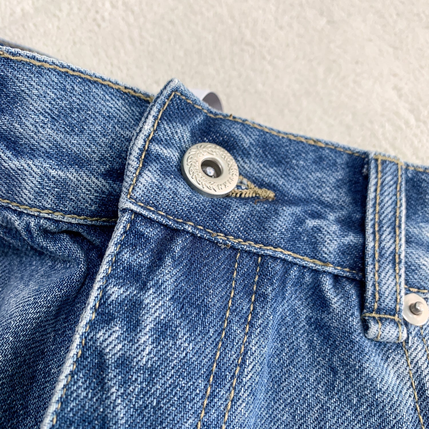 "Glacier Ripple" Ice Washed Blue and Black Old High Ounce A-line straight wide-leg Jeans for Men