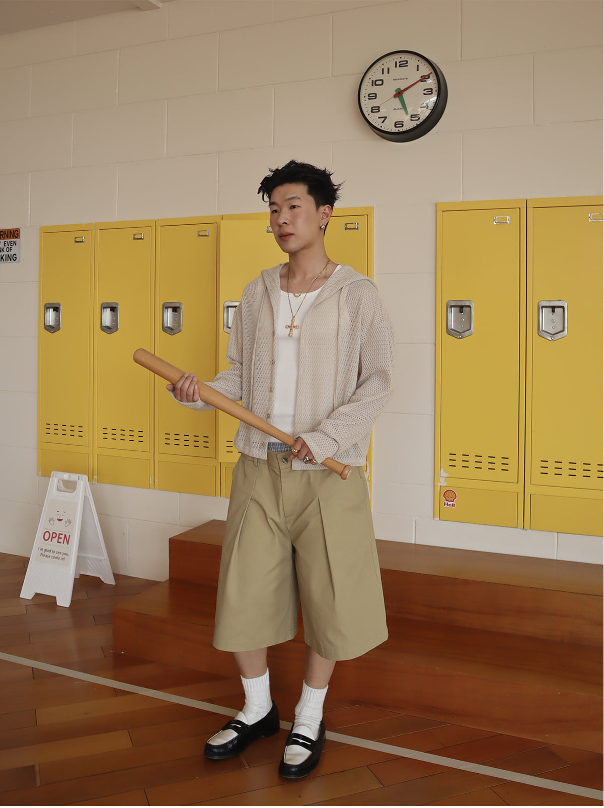 American Vintage Double-Waistband Loose-Fitting Cargo Wide-Leg Cropped Pants for Men & Women