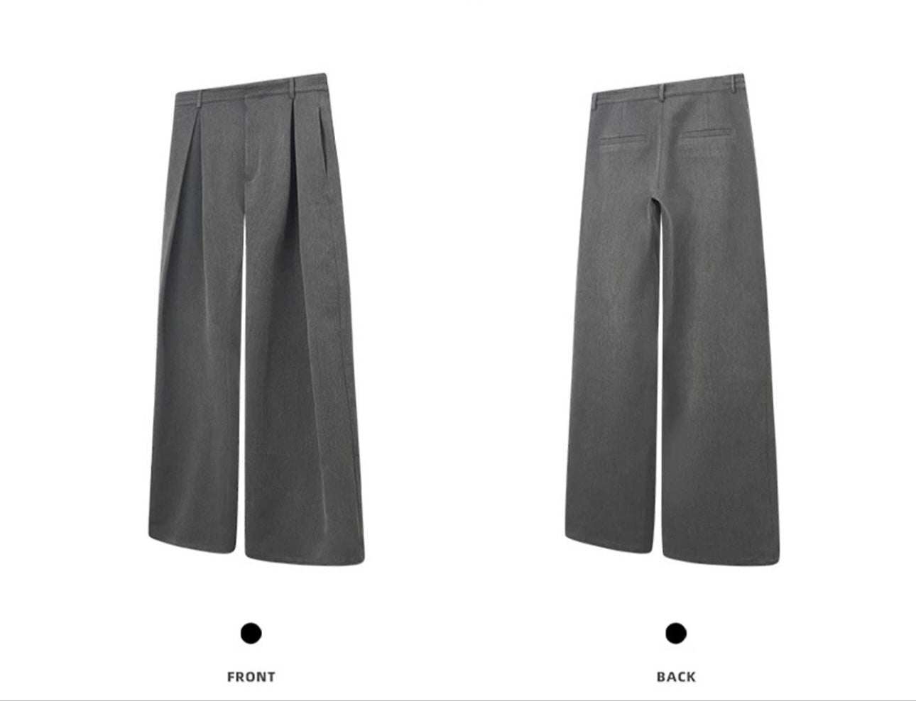 Men’s Modern Wide-Leg Pleated Trousers with Belt Detail – Charcoal Gray for Men & Women