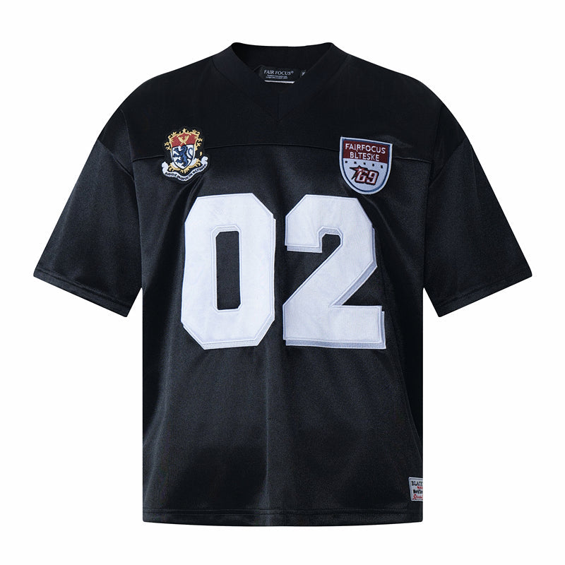 LIMITED EDITION – “02” Oversized Street V-Neck Jersey for Men & Women
