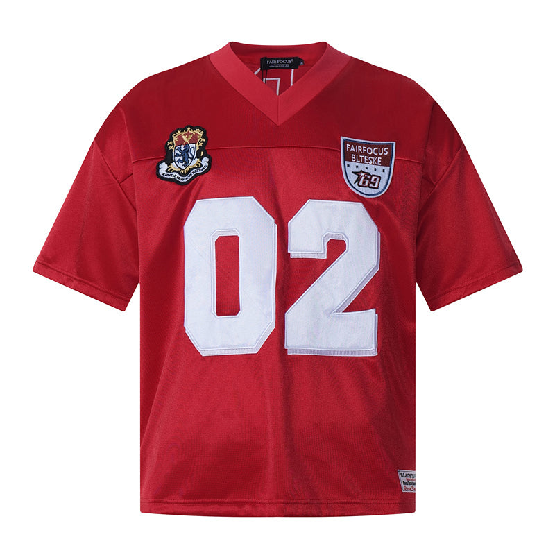 LIMITED EDITION – “02” Oversized Street V-Neck Jersey for Men & Women