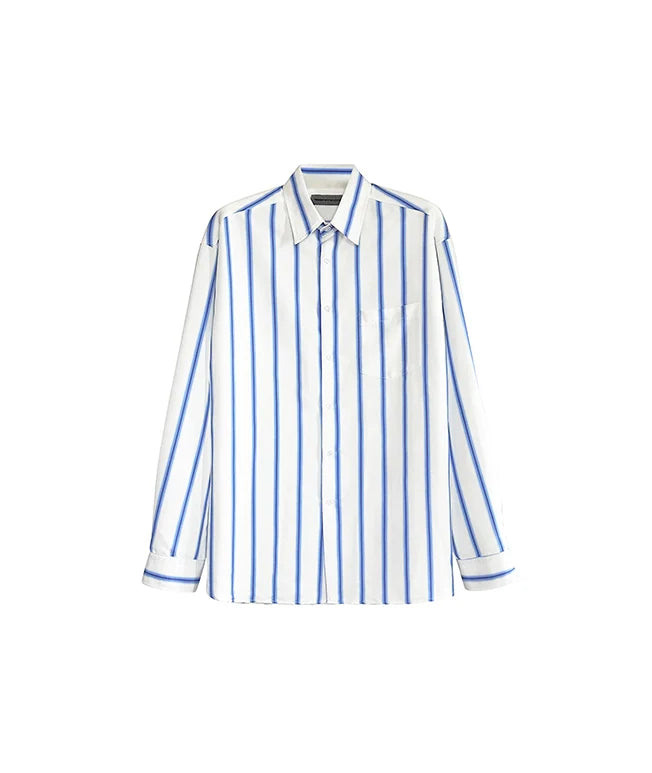 Men’s Striped Button-Down Shirt – Relaxed Fit with Blue Stripes for Effortless Casual Style