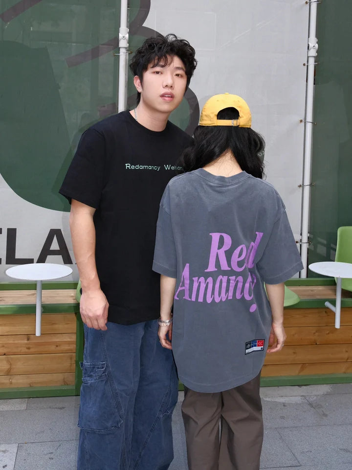 [RedAmancy] Big Letter Casual Versatile Cotton Oversize T-Shirt for Men and Women