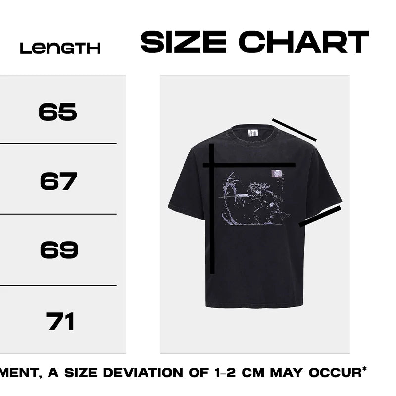 Wide Portrait Print Vintage Distressed Cleanfit Style T-shirt Short-sleeved for Men & Women