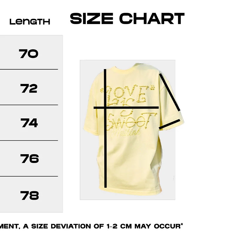 Dopamine Pearl Short Sleeve T-Shirt Alphabet Trendy Brand Loose Half Sleeve Men and Women Couples 2025
